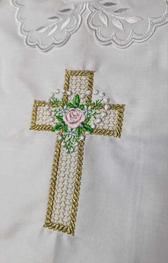 Košieľka na krst Karolína / krstová košieľka kríž a srdiečko