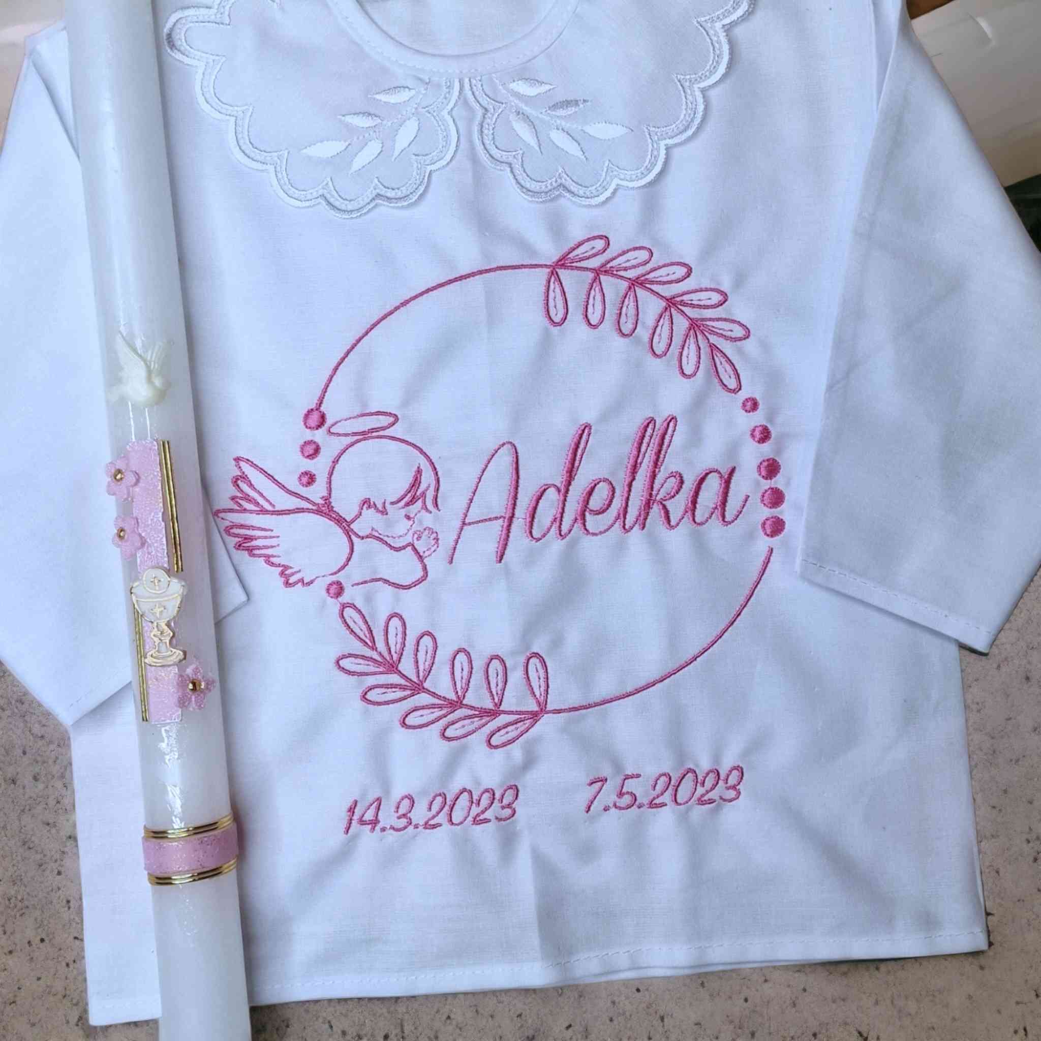 Košieľka na krst Silvia / krstová košieľka s anjelikom